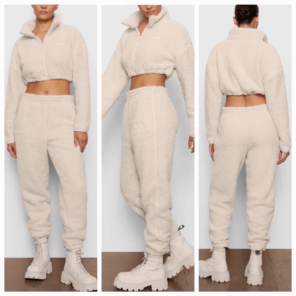 Wmns L/Xl Skims Teddy Crop Top & Jogger Set